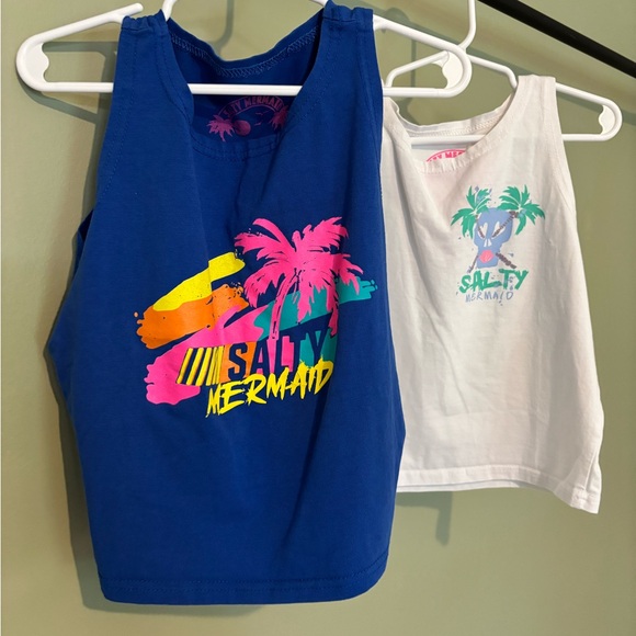 💚5 for $25 Set of 2 Salty Mermaid Fitted crop tops L - Picture 1 of 5